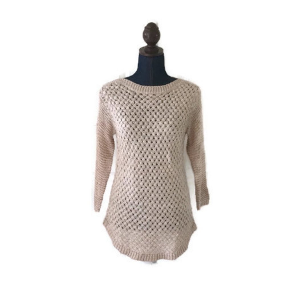 dressbarn womens camel knit transparent sweater